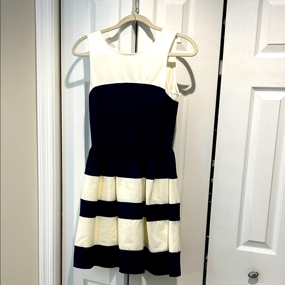 Stylish Navy and White Striped women's  Dress
